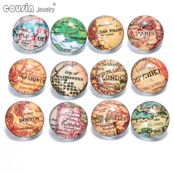 

12pcs/lot mixed colors city map button 18mm snap button jewelry faceted glass snaps fit snap bracelet ginger snap jewelry kz0075 making jewe, Crystal