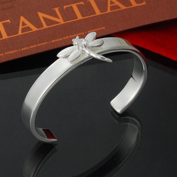 

factory direct wholesale 925 sterling silver bangle bracelet dragonfly fashion silver bracelet jewelry bracelets for women, Black