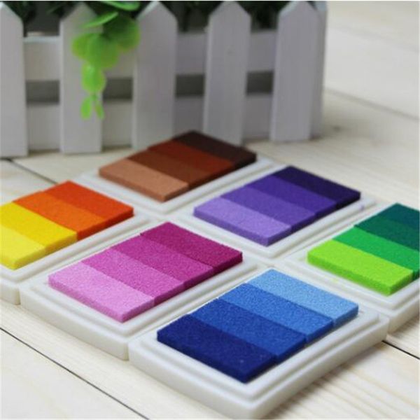 

wholesale-1pcs 6style gradient colors ink pads rubber stamps inkpad set diy funny work fingerprint scrapbooking accessories