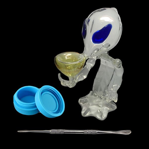 Kombination G-Punkt Alien Bong Glas Wasserpfeifen Glas Rauchpfeifen Glas Bubbler mit Silikonglas und Werkzeug Kostenloser Versand