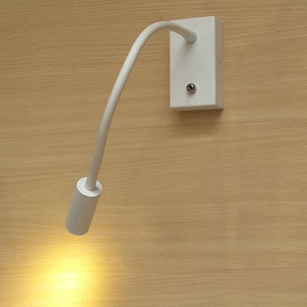 

ch bedside wall lights energy saving lamp flex neck 360mm matte white cree led 3w perfect light distribution soft healthy no flare