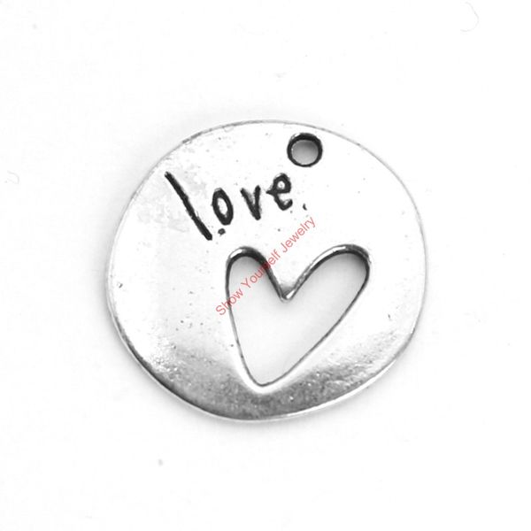 

15pcs antique silver plated love heart charms pendants for bracelet jewelry making diy necklace craft 22mm, Bronze;silver