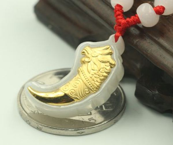 

gold inlaid jade exorcism pendant. spike (charm). necklace pendant, Silver