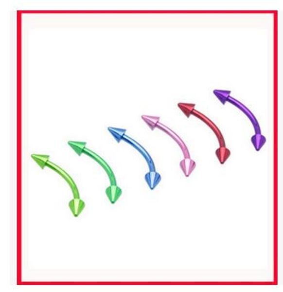 

mix color eyebrow ring body jewelry piercing jewelry fashion trend bending bar pointed cone eyebrow nail ring lip ring nose ring tongue ring, Silver
