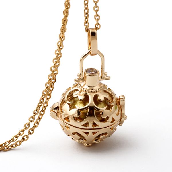 

wholesale-18k gold plated cage angel ball necklace 6 colors ball metal pregnancy ball in pendants baby chime necklace, Silver