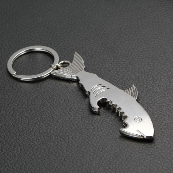 

high-grade alloy keychain shark shape bottle opener keychain beer bar tool jewelry alloy bar keyring keyfob pub gift, Silver