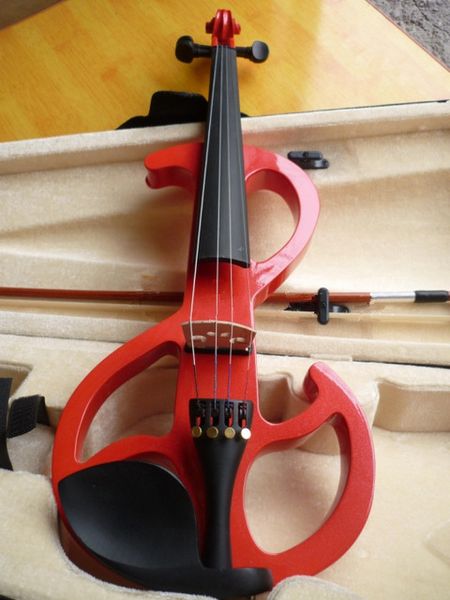 Violino elettrico di colore rosso di alta qualità 4/4 violino artigianale Strumenti musicali violino Arco in legno brasiliano