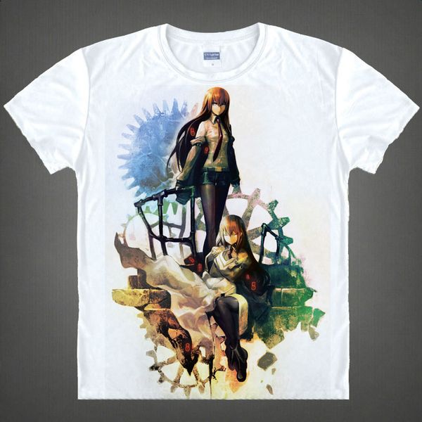 

anime shirt steins gate t-shirts multi-style short makise kurisu shiina mayuri cosplay motivs vintage printed shirts tee-style132-no04, White;black