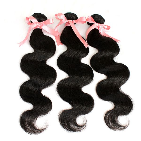 Çift Atkı Vücut Dalga Brezilyalı Saç Atkı Uzantıları İşlenmemiş İnsan Remy Saç Doğal Renk boyanabilme 3PCS Greatremy Drop Shipping