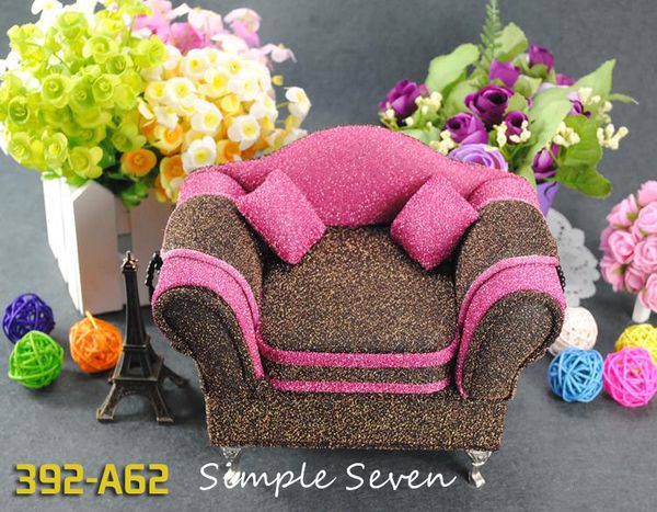 

[simple seven]mini furniture single sofa velvet jewelry box earring case ring organizer necklace storage bracelet display, Black;white