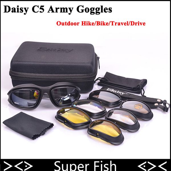 Daisy C5 4 Lenses Military UVB Goggles Hunting Sunglasses Motorcycle Sunglasses