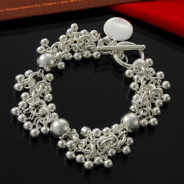 

фабрика прямое оптовое 925 стерлингового серебро до 60 зерен твердых бисера браслет серебряных ювелирных изделий, Black