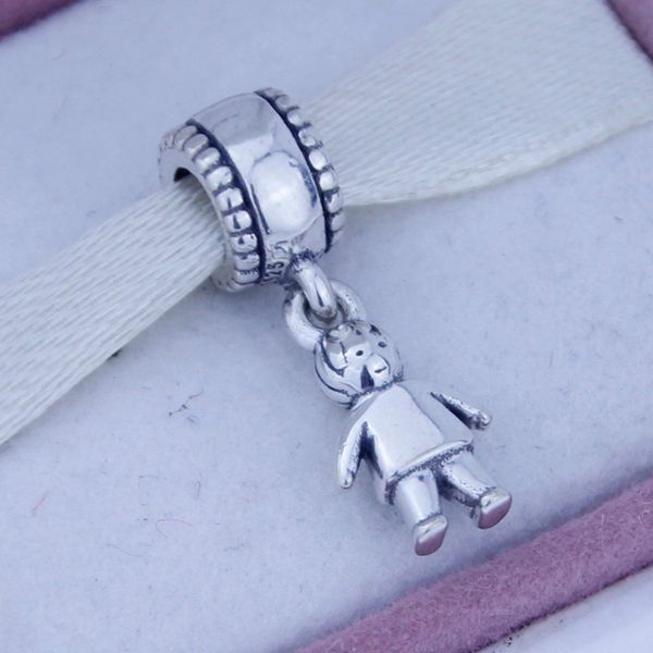 

925 sterling silver screw core dangle spacer charm bead jewelry with boy child kids, suitable for pandora bracelet 1pc/lot, Black