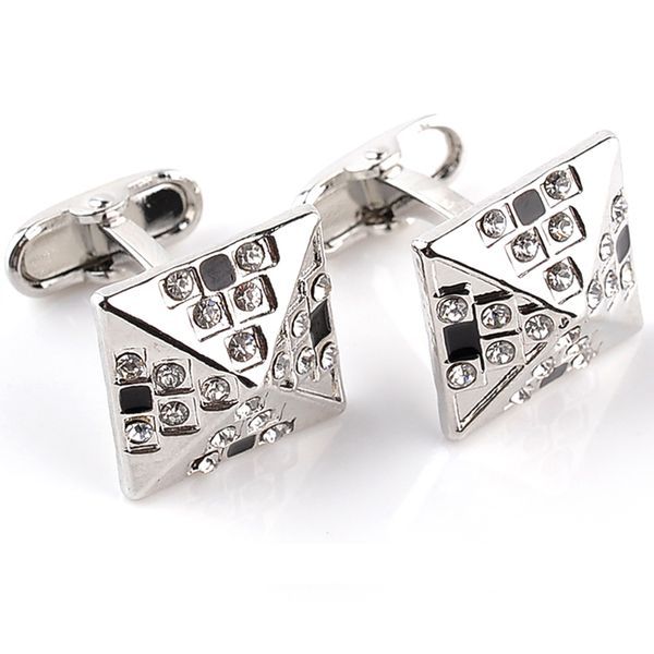 

men's cufflink dimensional triangle crystal luxury cufflinks business gifts exquisite silver business cuff button zj-0903974-8