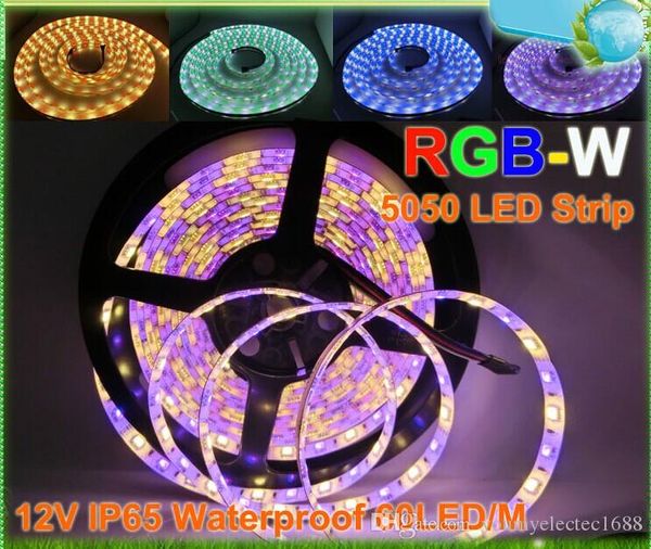 50M RGBW RGBWW Светодиодная полоса света Водонепроницаемый DC12V SMD 5050 5M ROLL IP65 60 MR 300 светодиодов Гибкий бар