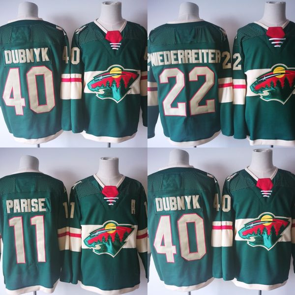 

2017-2018 Season 11 Zach Parise 22 Nino Niederreiter 40 Devan Dubnyk Minnesota Wild Hockey Jerseys Stitched New Jersey Free Shipping