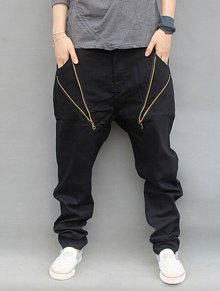 

wholesale-big size hip hop jeans men 2016 new fashion black jeans loose fit cross jeans, Blue