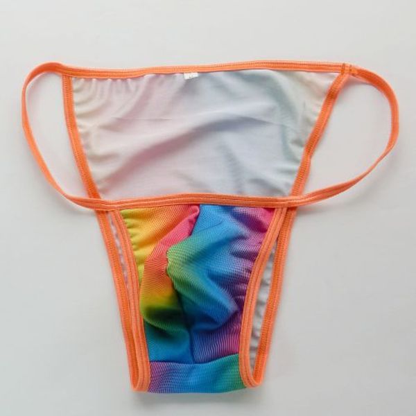 Мужские стринги бикини модные трусики выпуклый контурный мешочек G4484 эластичное мужское нижнее белье для плавания цвета радуги