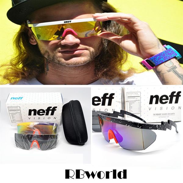

neff sunglasses men brand designer sport glasses cycling eyewear big frame sun glasses with packing 2 lens superstar lebron james goggles, White;black