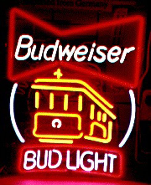 

budweiser cable car neon sign custom handmade real glass tube beer bar ktv club pub store display advertising neon signs 20"x24