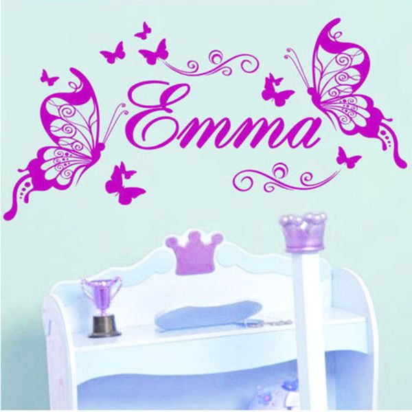 personalised name butterfly wall sticker custom made kids name decal
