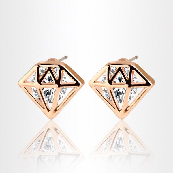 

18kgp zircon stud earrings jewelry factory wholesales gemstone shape stud earrings for women love gift jewelry 82e20, Golden;silver