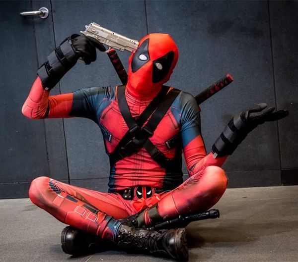 

classic halloween cosplay suits deadpool costume adults 3d printing lycra zentai suit can custom size, Black;red