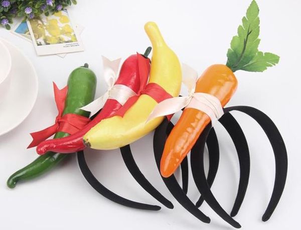 дети смешные фрукты овощи оголовье морковь перец банан волос палочки дети взрослые день рождения головные уборы косплей костюм производительность реквизит