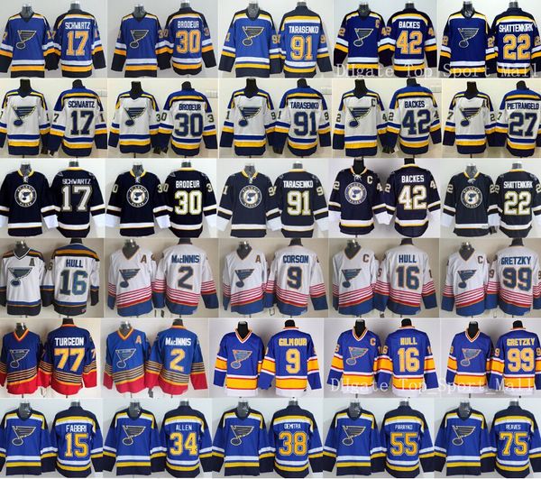 

St. Louis Blues Hockey 91 Vladimir Tarasenko Jerseys 42 David Backes 27 Alex Pietrangelo 22 Kevin Shattenkirk 99 Wayne Gretzky