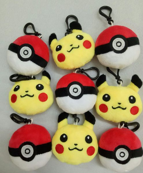 

Poke Plush toys cute Pikachu Elf Ball keychain Pendant Elf Ball Stuffed keyring free shipping