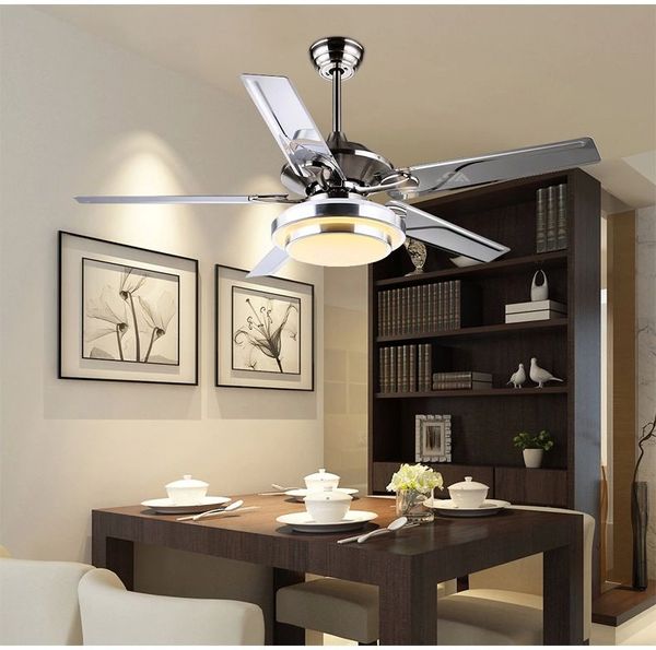 

led european modern minimalist lamp fan stainless steel fan chandeliers living room chandelier fan light restaurant sectors
