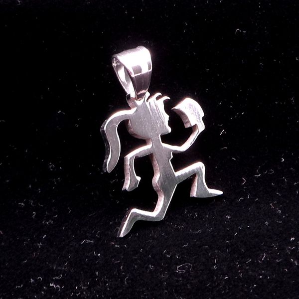 

1inch mirror hatchetgirl charm icp stainless steel pendant & 24in necklace, Silver