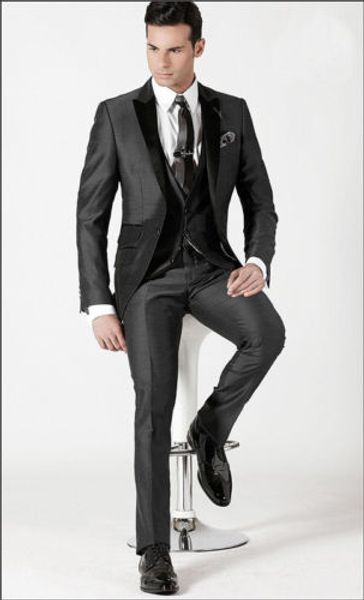 

slim fit groom tuxedos men's suits black groomsmanman weddingprom suits 3 (coat + pants + vest) custom made, White;black