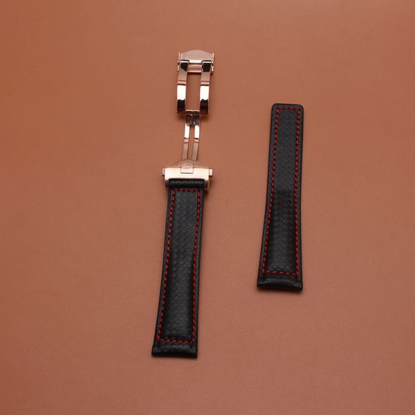 

new with buckle folded red male 20mm watch grain leather genuine watchband clasp stitching soft accessories 22mm fiber strap band carbo sgbe, Slivery;brown