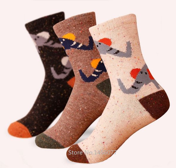 

wholesale-women's wool cotton blend ankle socks winter autumn thick creative socks elephant socks korea brand classic elite socks, Black;white