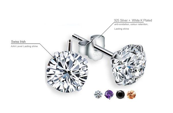 2019 Sale 4mm Cz Diamond 925 Sterling Silver Earrings For Women