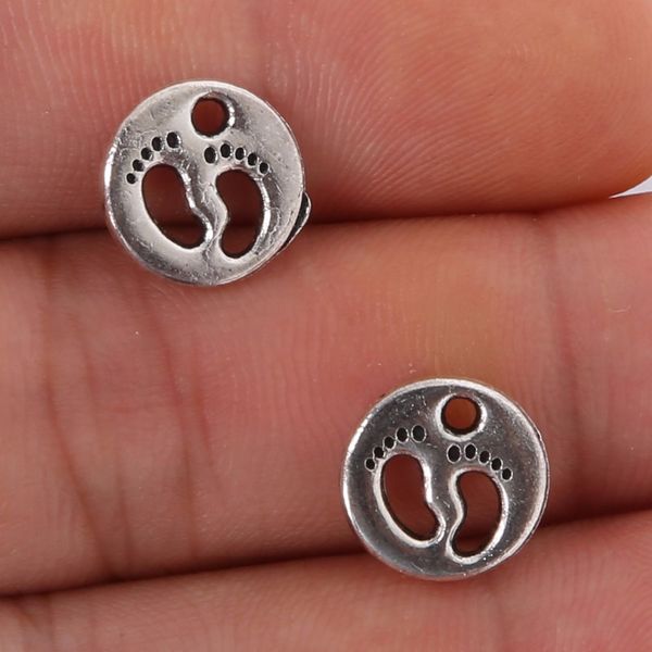 

13pcs tibetan silver plated foot footprint charms pendants for jewelry making diy handmade craft 11x11mm jewelry making diy, Bronze;silver