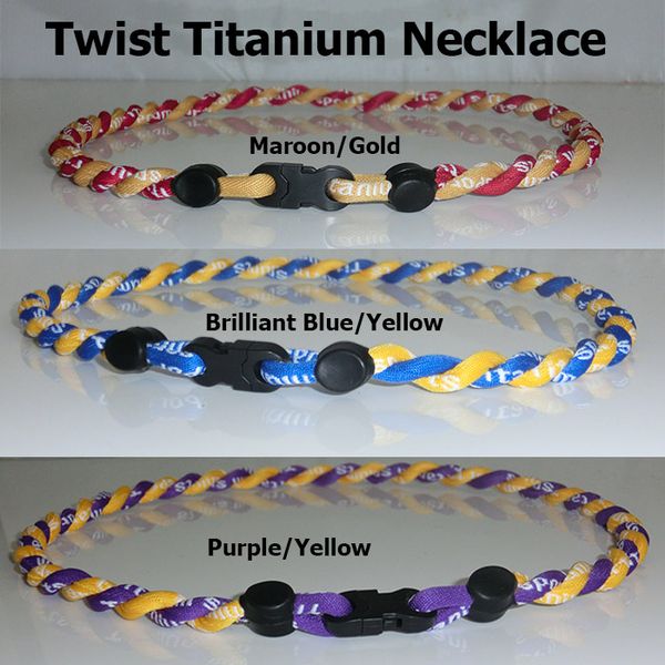 

powerful energy rope necklace titanium sports necklaces, Golden;silver
