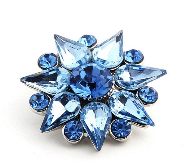 

50pcs sapphire crystal 18mm button noosa ginger snap charms jewelry interchangeable jewerly charms pendants necklace 2016 august style, Bronze;silver