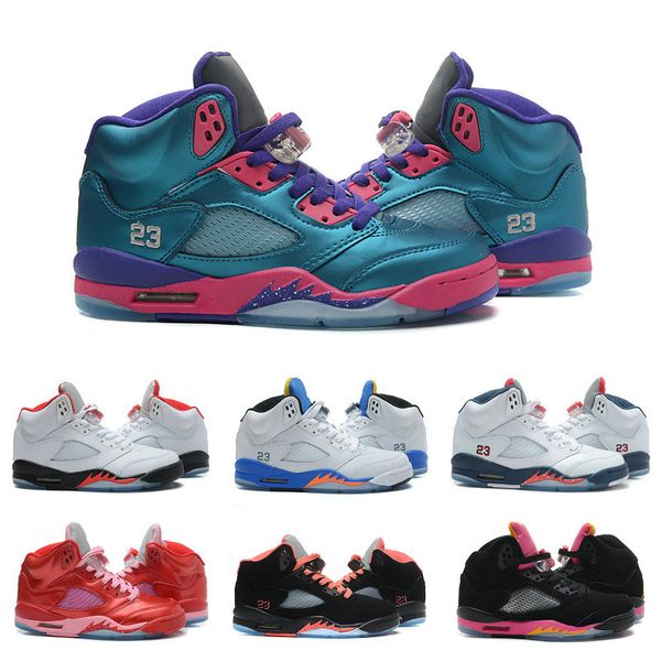 

drop shipping 2018 wholesale basketball shoes men women 5 v sneakers outdoor sports shoes size 36-46, White;red