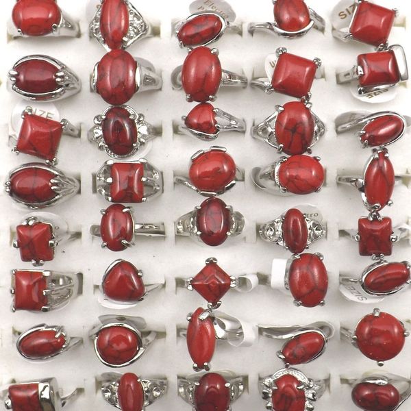 

mixed size red turquoise rings for women fashion jewelry 50pcs wholesale, Golden;silver