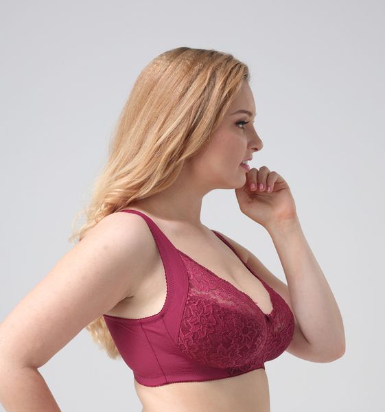 

for plump big bust women bra plus lingerie womens bralette lace wine red bra retail wireless europe america, Red;black