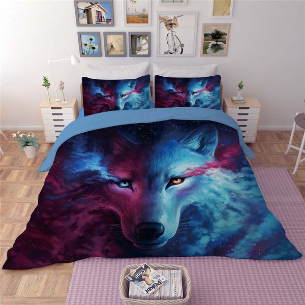 New Cool Wolf Printing Bedding Sets Twin Full Queen King Size