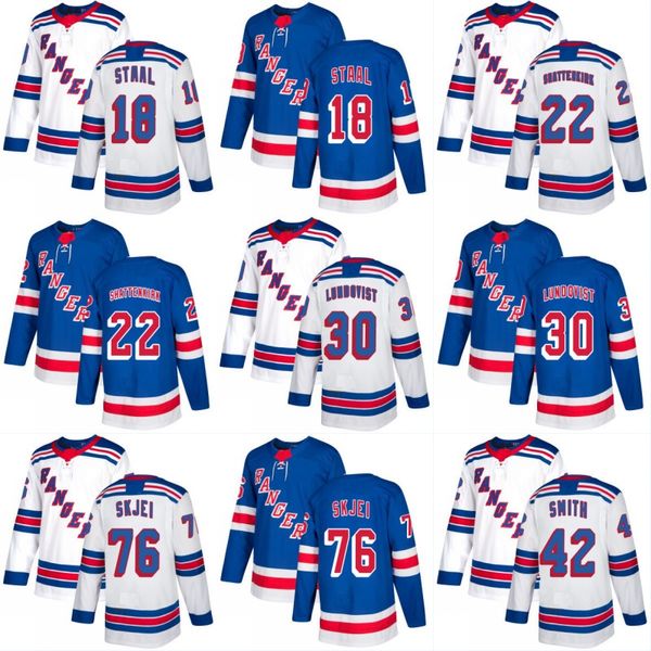 

New York Rangers Jersey 76 Brady Skjei 13 Kevin Hayes 22 Kevin Shattenkirk 30 Henrik Lundqvist Custom Hockey Jerseys White Blue