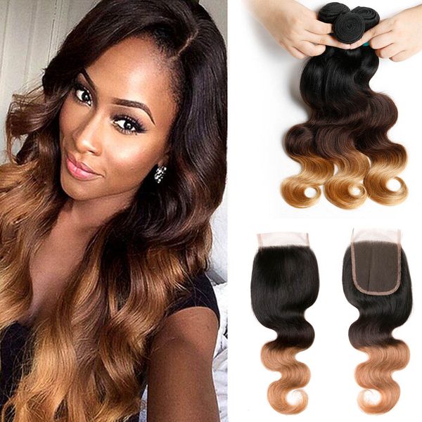 

Ombre human hair weave bundle with clo ure 3 tone blonde 1b 4 27 ombre brazilian body wave human hair exten ion with 4x4 039 039 clo ur
