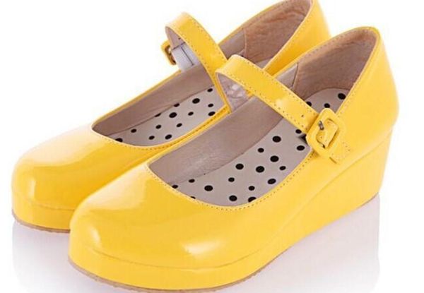 

women's shoes in spring and autumn slope heel round head@206, Black