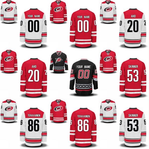 

Carolina Hurricanes Jersey 16 Elias Lindholm 20 Sebastian Aho 21 Lee Stempniak Mens Hockey Jerseys Name and Number Stitched Embroidery Logos