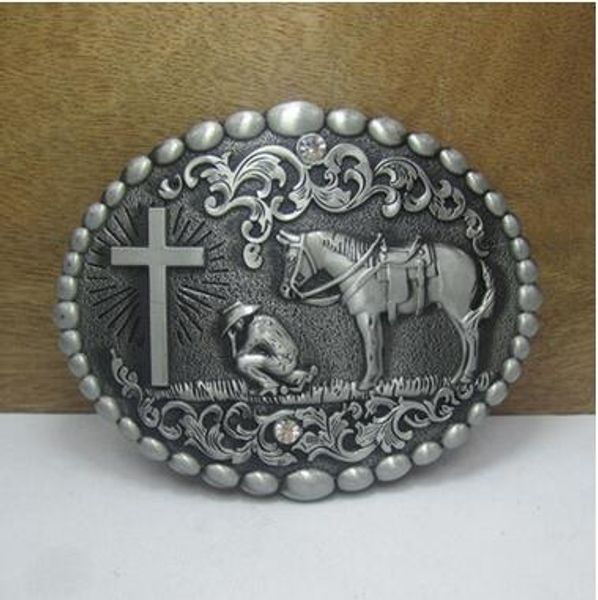 

4cm width horse with cross belt buckle with pewter finish fp-03565 blet buckles fashion accessories belts accessories zinc alloy 3 pcs/lot, Slivery;black