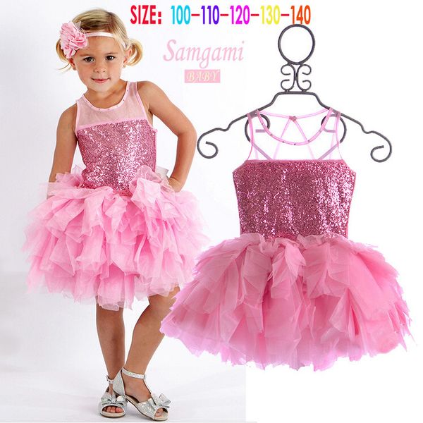 

samgami baby summer style girl dress sequin dress tutu dress sleeveless pink dress children infant clothing casual kid, Red;yellow