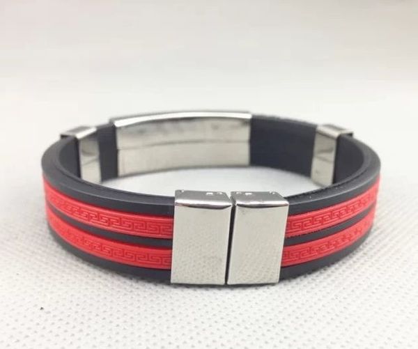 

wholesale 100pcs/lot mix 8colors stainless steel silicone bracelet titanium steel men's bracelet, Black